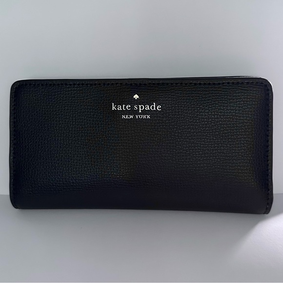 Kate Spade Black Refined Grain Leather Darcy Large Slim Bifold Wallet New w/ Tag - Picture 14 of 14